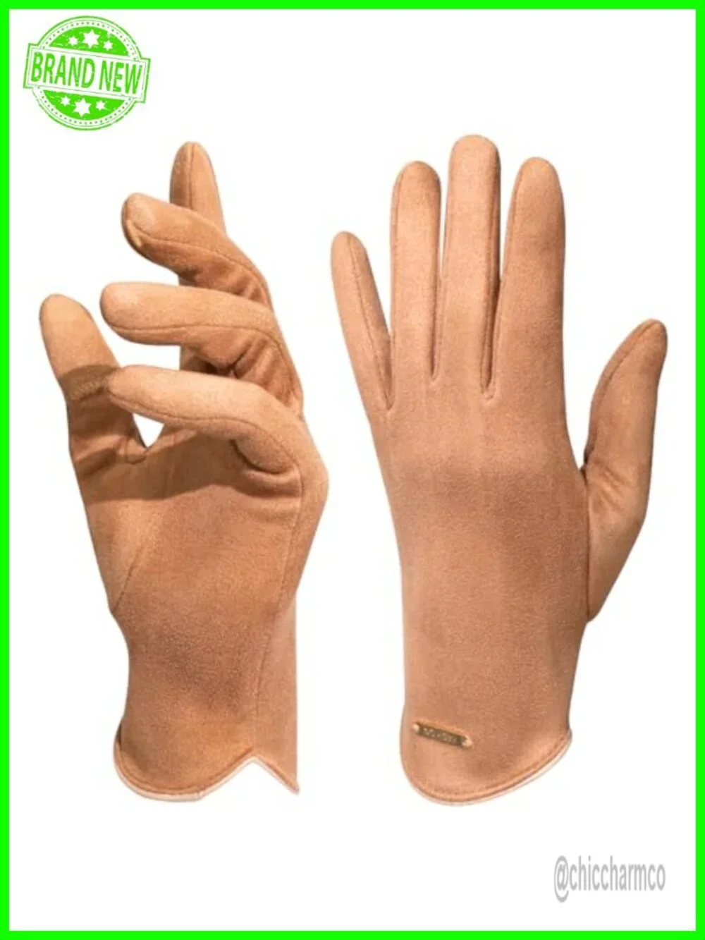 Touchscreen Slim Cut Suede Winter Gloves with Thermal Crystal Velvet Lining